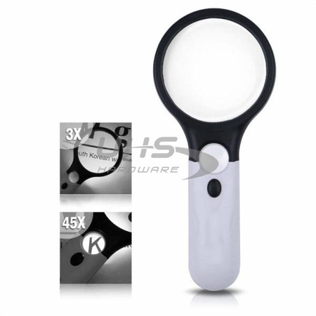UHS HARDWARE Magnifying Glass with 3 LED Lights 3X 45X UHS-MAG-GLASS